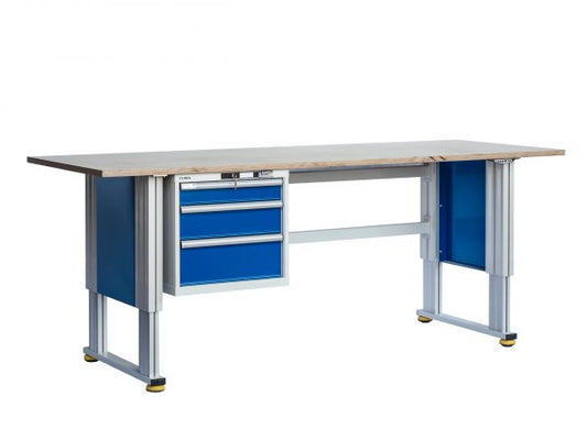 Electrically height-adjustable work table - max. load: 1000 kg, impact and shock resistant - with 4 industrial legs