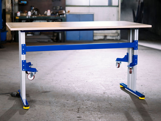 Mobile Electrically Height-Adjustable Work Table with Aluminum Frame, Heavy-Duty Capacity, Impact and Shock Resistant