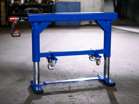 Stepless High Adjustable axle stand / working stand with battery-powered screwdriver up to 1000 kg